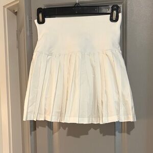 JoyLab White Pleated Mini Skirt shorts underneath